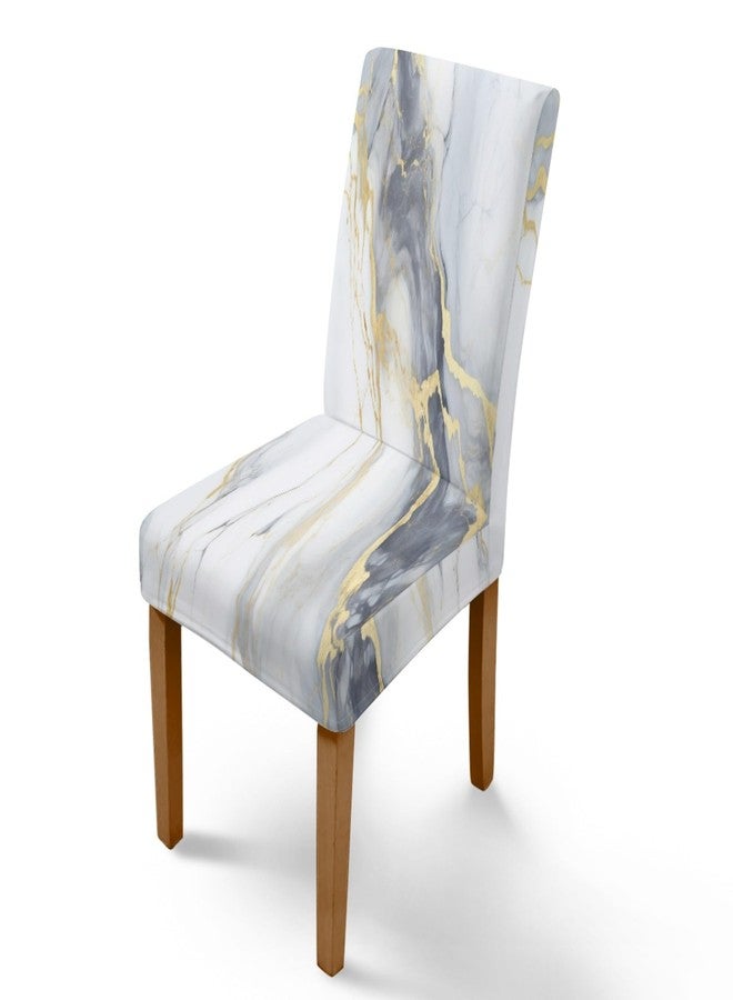 LIZIMI Marble Chair Covers Modern Abstract Foil Texture White Grey Gold Marble Stretch Parson Chair Slipcovers,Chair Seat Protector for Home Kitchen Dining Room Party 2 PCS - Image 5